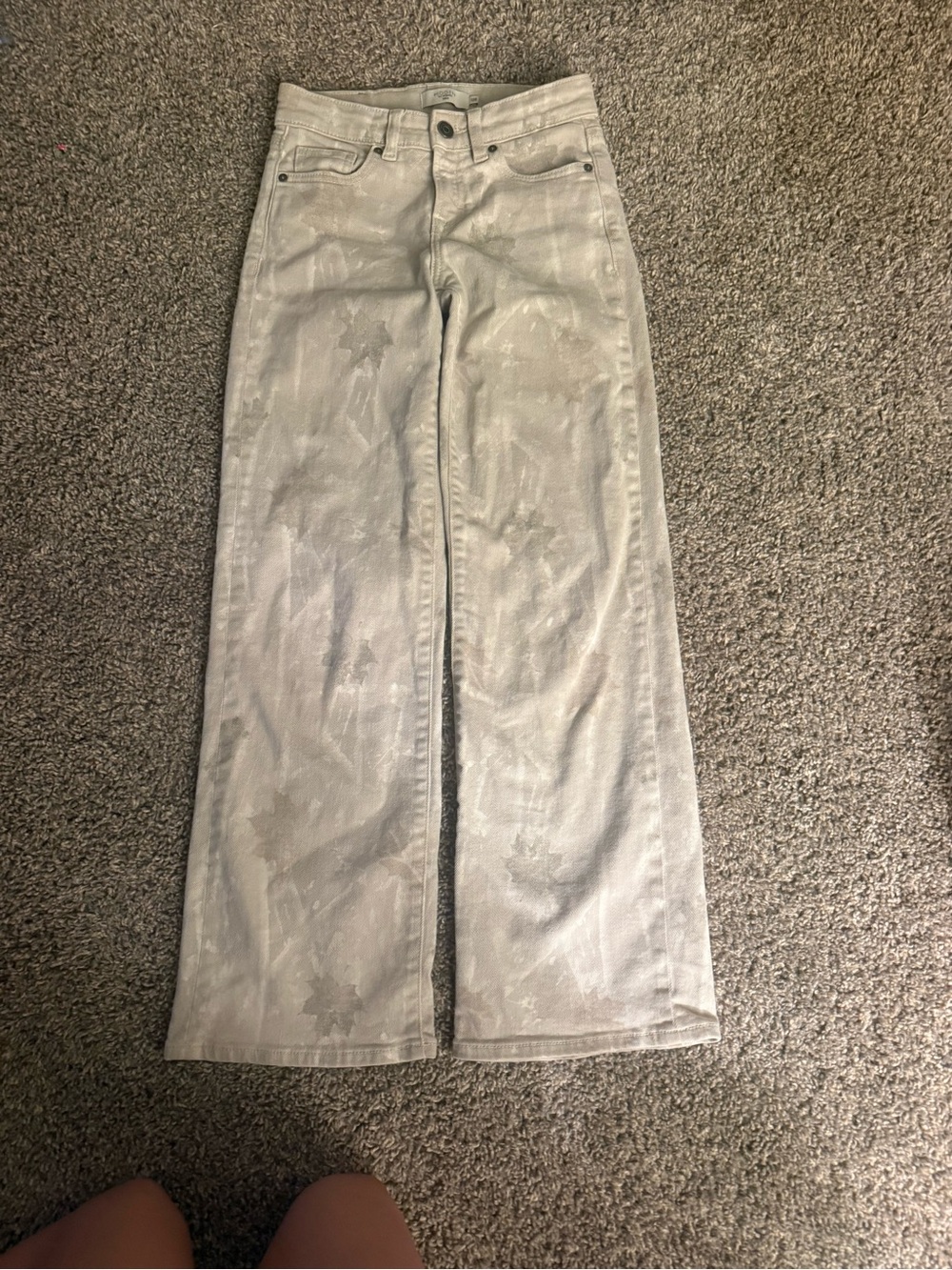 Kids' Light Gray Star-Print Wide Leg Jeans